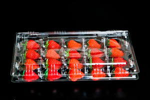 Vente chaude de barquettes alimentaires jetables en plastique PET/barquette à clapet pour fraises/myrtilles - Product Image 4