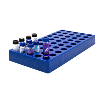 Prix d'usine 100% - Flacon en verre de 4 ml - Support en plastique Aijiren - Couleur bleue - 50 positions - Support de flacons de laboratoire