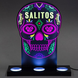 3 Chai <span class=keywords><strong>LED</strong></span> <span class=keywords><strong>Acrylic</strong></span> SALITOS Chai Glorifier Hiển Thị Với Backlit Skull In Ấn - Product Image 1