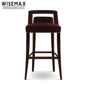 WISEMAX design moderno della metà del secolo sedile imbottito di lusso barocco da cucina in legno Louis sgabello da bar ristorante in velluto seggiolone da bar - Product Image 5