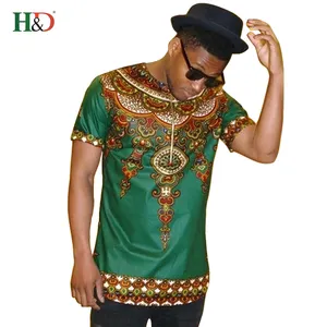 H & D Top 10 Alibaba Chine Nouveau Style Africain Hommes Vêtements Chemise Modèles T-shirt Pour la Vente En Gros