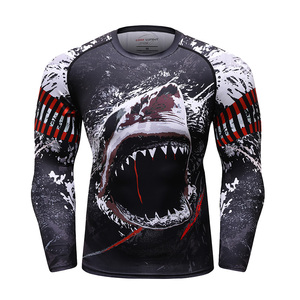 Wholesale Custom 3D Printed MMA Rash Guard Sports Wear Spandex Body Tight Gym <strong>T</strong> <strong>Shirt</strong> <strong>for</strong> Workout <strong>Swimming</strong> Personalized Logo - Product Image 1