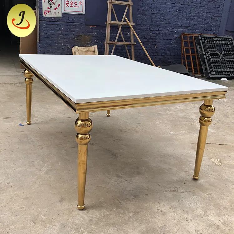 Romantische Frame Rechthoek Rvs Golden Event Bruiloft Tafel Met Mdf Top