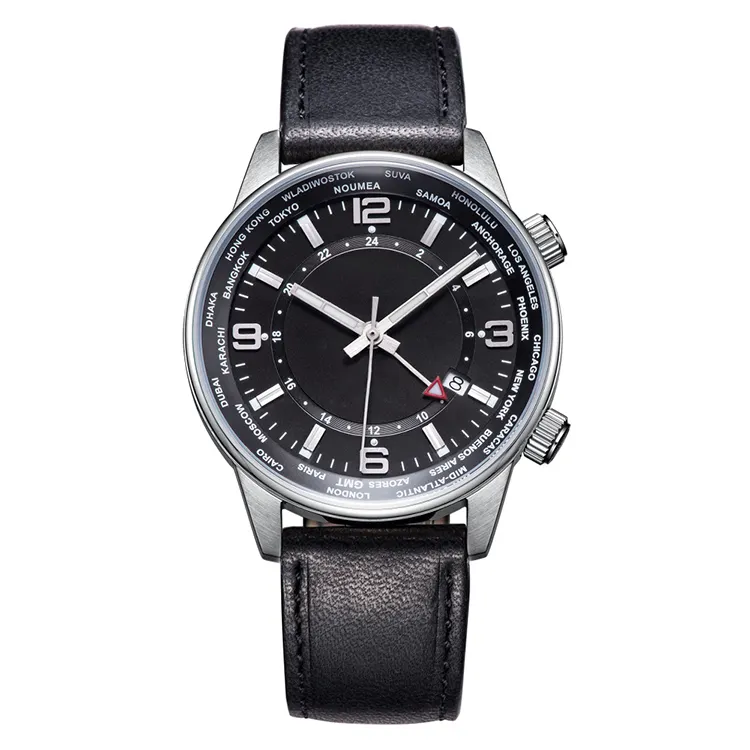 mexda brand New design 316L montre homme quartz watch en cuir business with dual time watch montre de lux femme