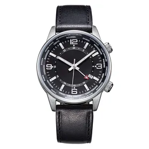 Mexda thương hiệu biểu tượng tùy chỉnh thiết kế mới 316L Montre Homme Dây đeo da thạch anh xem En cuir kinh doanh đồng hồ