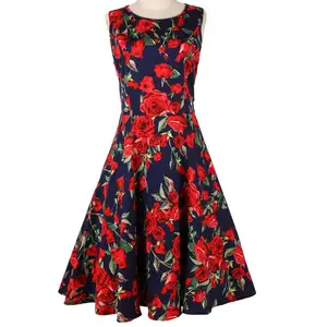 Alta calidad 50s 60s Swing Rockabilly Vintage Casual Pinup Retro vestidos de verano