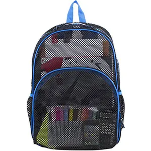 Mesh Backpack See through Student School Bag Bookbag Mesh Net Daypack With Padded Shoulder Straps