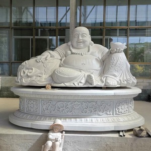 Statua di <span class=keywords><strong>buddha</strong></span> di risata della cina di scultura di marmo bianca gigante con ricchezza e felicità