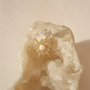 Earring Manufacturer Latest Design 925 Silver Jewelry Diamond Drop Starburst Opal Earring