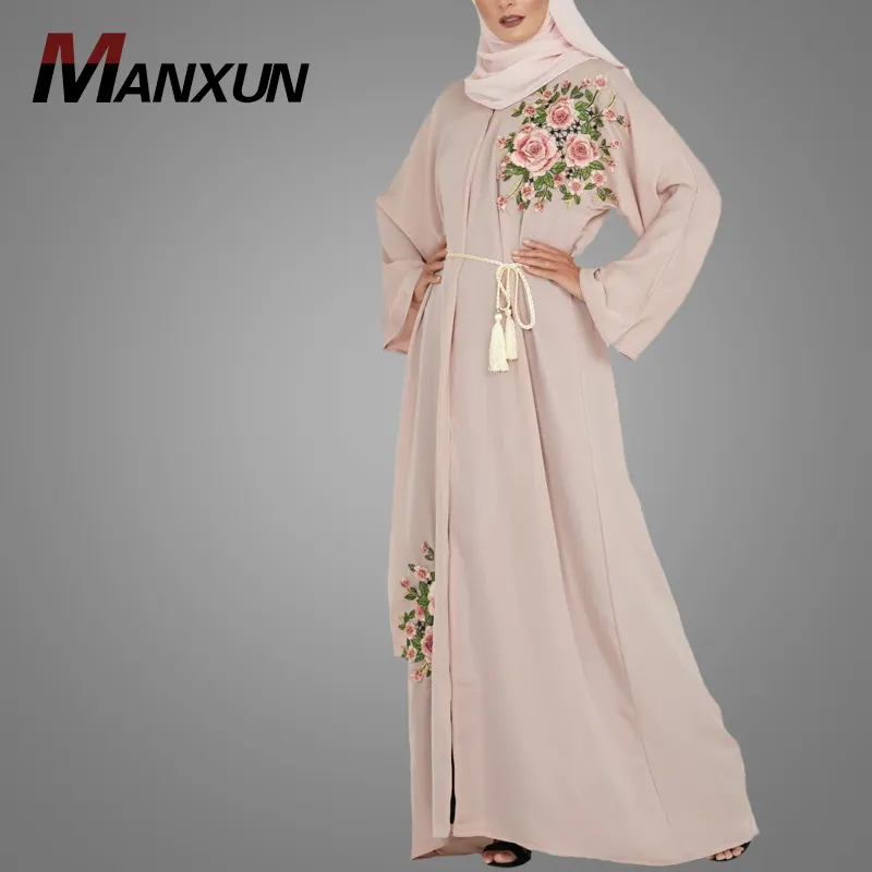 2019 Abaya Dubai Caftano Arabo Islam Donne del Lungo Floreale Musulmano Kimono Cardigan Vestito Turco Elbise Mubarak Abbigliamento Islamico