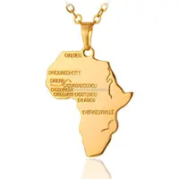 Sıcak satış moda özel 18 k altın kaplama pirinç afrika harita kolye