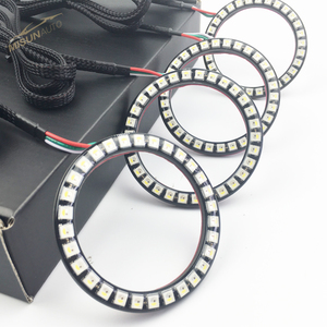 Anello <span class=keywords><strong>LED</strong></span> RGB Sequenziale SK6812 con Effetto Cangiante, Luce <span class=keywords><strong>Fendinebbia</strong></span> 90mm 12V 12W Nuovo - Product Image 1