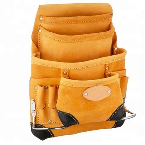 Heavy Duty Top Grain Leather Tools 10 Pocket Nail Tool Fastener Pouch with 2 <strong>Hammer</strong> <strong>Holders</strong> - Product Image 1