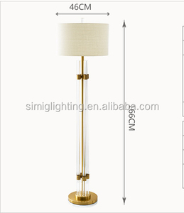 Simig Lighting Hot Sales Modern Adjustable Unique Drum Fabric <strong>Shade</strong> Gold Metal Glass Tube <strong>Tall</strong> Floor <strong>Lamp</strong> - Product Image 2