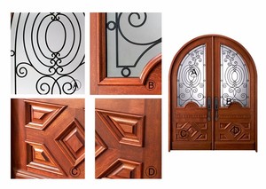 Thiết Kế Cửa Chính Wrought Sắt Cửa An Ninh Vòng Hàng Đầu Rèn Sắt Đôi Cửa Với <span class=keywords><strong>Transom</strong></span> Đối Với Biệt Thự Wrought Sắt Bên Ngoài - Product Image 3