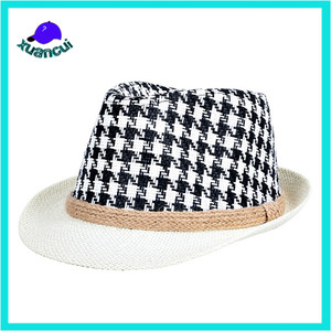 Chine made été parasol trilby chapeau <span class=keywords><strong>chanvre</strong></span> corde gangster paille Fedora chapeau - Product Image 1