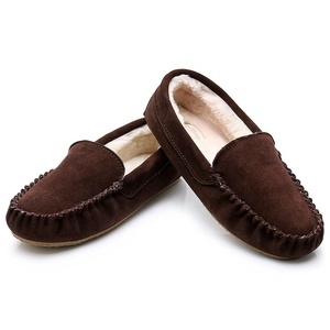 Winter Wholesale Cow Suede Leather Flat Soft Sole Moccasin Shoes for Woman Ladies