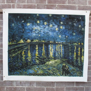 Reproducción de la Pintura al Óleo Famosa de la Noche Estrellada de <span class=keywords><strong>Van</strong></span> <span class=keywords><strong>Gogh</strong></span>, Hecha a Mano en China, Arte de Pared en Lienzo, Decoración de Hotel, Obra de Arte para el Hogar - Product Image 2