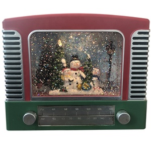 Globe à neige de Noël vintage style <span class=keywords><strong>radio</strong></span> rétro avec musique et lumière, globe à eau scénique de Noël pour la décoration de la maison et des fêtes - Product Image 1