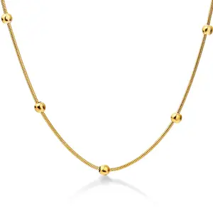银金玫瑰黑色不锈钢珠连接器中国珠宝项链金蛇链带4毫米珠