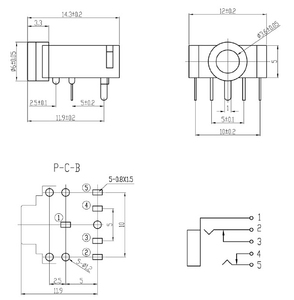 PJ-307 PJ307 Prise <span class=keywords><strong>jack</strong></span> pour écouteurs 3,5 mm stéréo/mono 4C femelle avec interrupteur Certifié ROHS/CE - Product Image 4