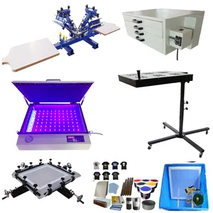 NS402-MR 4 color 2 station carousel textile hand manual silk screen printing machine with its full set