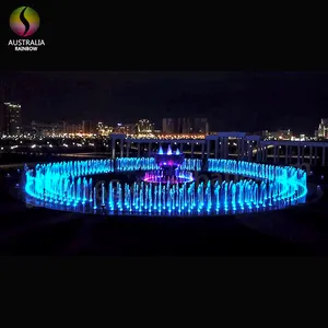 直径80m的音乐舞蹈干喷泉地板，带瀑布的彩色发光二极管灯