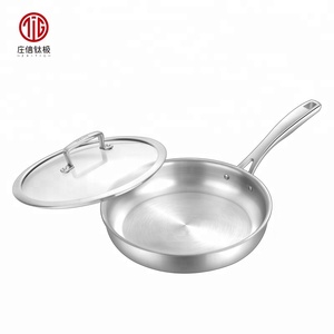Poêle à frire ronde antiadhésive en titane, ustensile de cuisine, pour <span class=keywords><strong>Chef</strong></span> cuisinier, avec couvercle - Product Image 2
