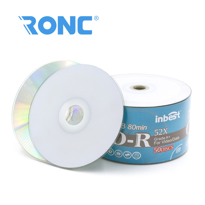 Пустой белый injekt для печати CD-R 52x700 МБ/CD диск записываемых 50 shrinkwrap шпинделя/печати пустой cd