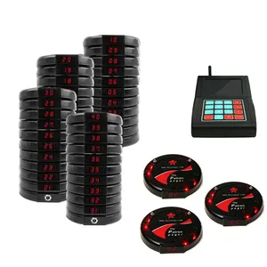 Restaurant Guest Wireless Paging Queuing System 10 Red Digital Coaster Pager 1 Numeric Keypad Transmitter