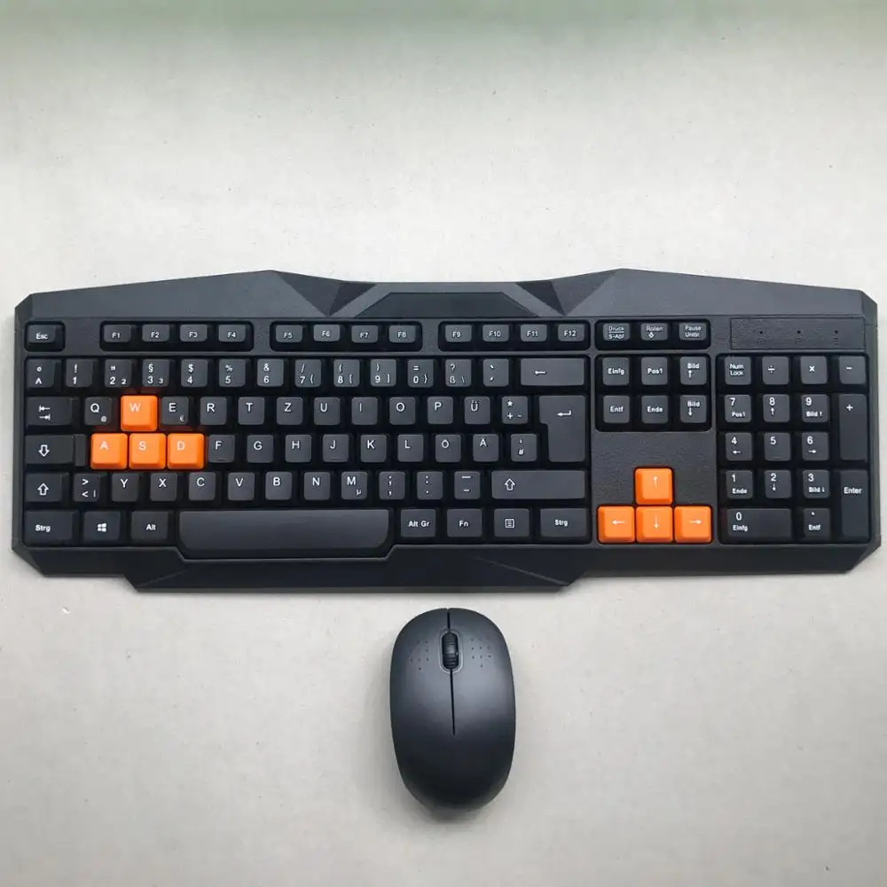 Set Keyboard dan Mouse LED 107 Tombol, Keyboard Spanyol dan Keyboard Nirkabel 2.4G, Mouse Gaming Warna OEM