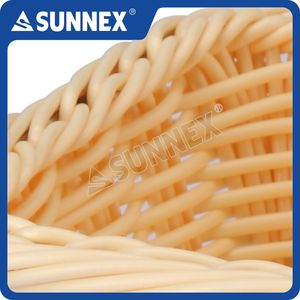 SUNNEX 2025 Hot Sale Economy Rectangular Brown <b>Plastic</b> Rattan GN 1/4 Beige <b>Plastic</b> Rattan <b>Basket</b> - Product Image 2