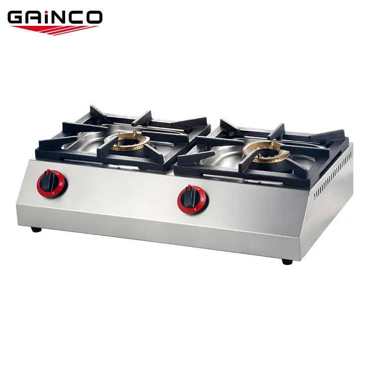 OEM marcas de tipos de equipamentos de cozinha de mesa 2 queimadores fogão a gás com churrasqueira forno fogão a gás opção GBS-2YC