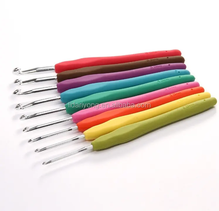 9pcs/set Silicone Rubber Crochet Template Knitting Needles For Loom Tool Band 