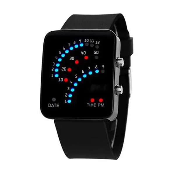 Multi-Color LED light Digital Watch Custom Design 22mm Silicone Band black color finger touch watch
