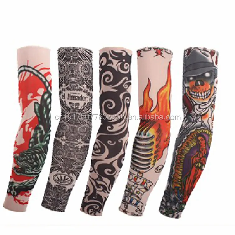 Tattoo Printed Sleeves Cycling Arm Sleeves Sun UV Protective Arm Warmers for Outdoor