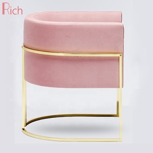 Casa <span class=keywords><strong>muebles</strong></span> de estilo moderno de oro de acero inoxidable con acabado de sillón de terciopelo rosa Silla de salón - Product Image 2