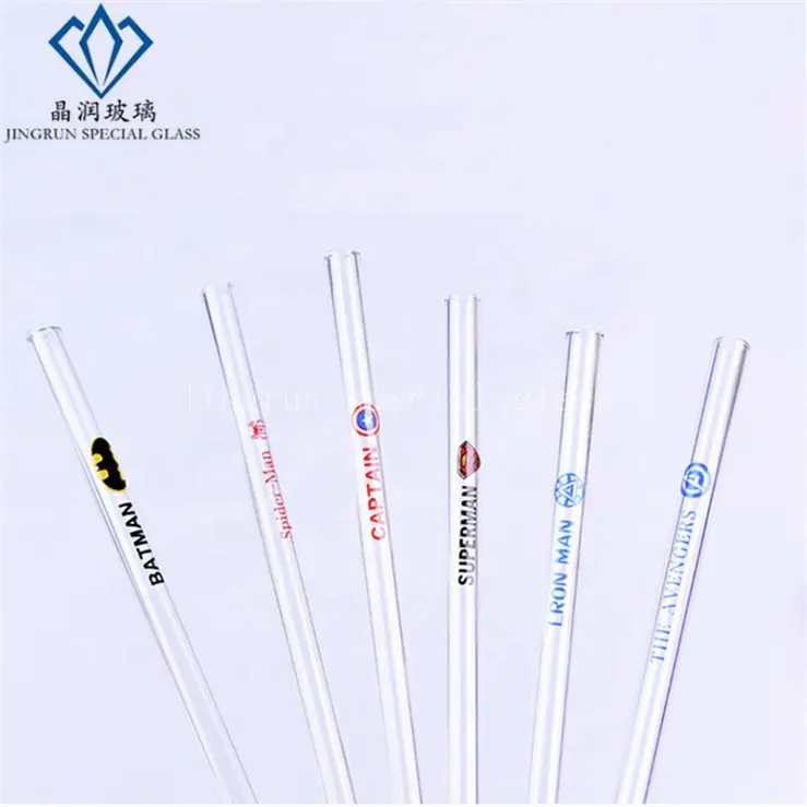 Custom logo high borosilicate straw glass drinking straw glass straw with cleaning brush