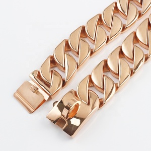 OUMI Beste Verkauf Produkte Rose Gold Luxus Hund Kragen Edelstahl Schnalle Starke Geschweißte Kette Kragen für Große Hunde - Product Image 5