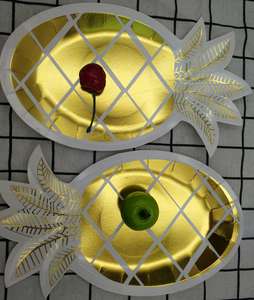 Lot de 8 Feuille D'or Ananas Papier Assiettes - Product Image 2