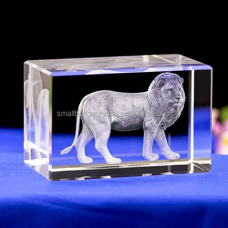 Various Size Customized Crystal Lions International 3d Laser Crystal Animal