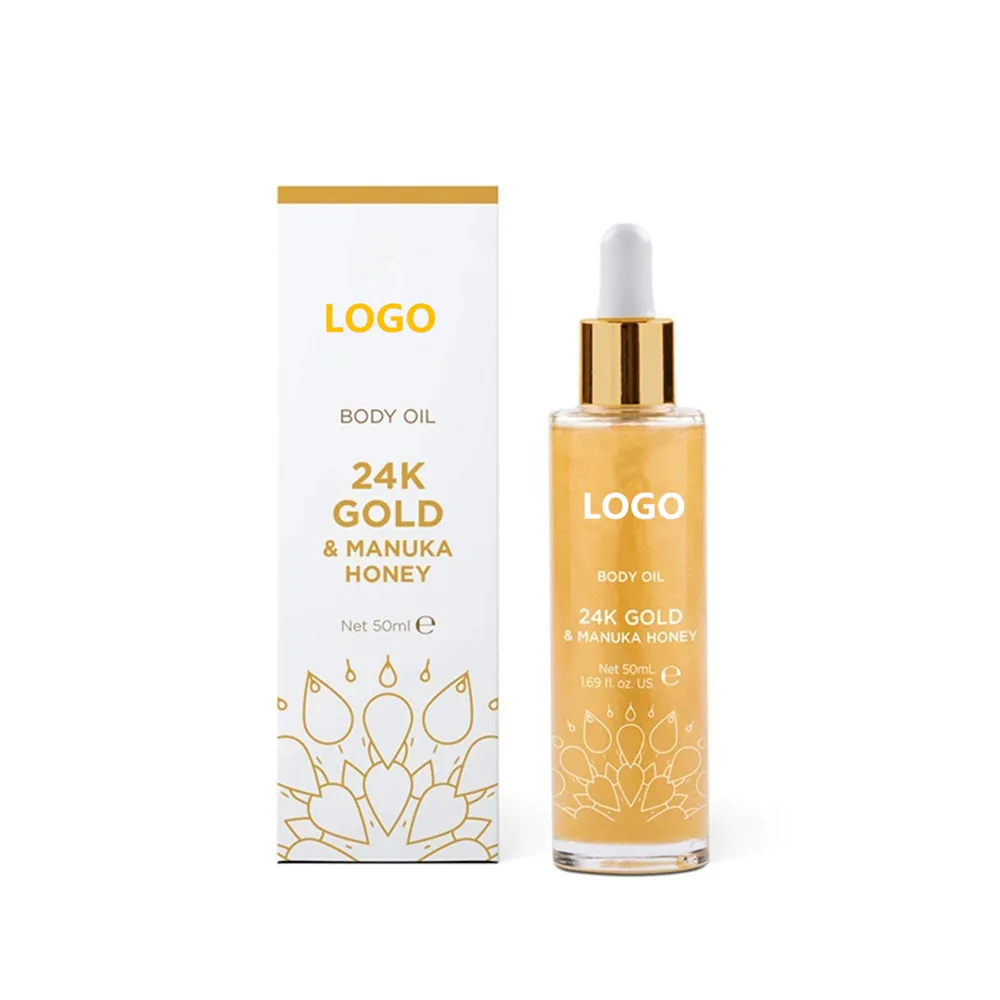 Aceite de belleza de marca privada, 24K, dorado, miel de Manuka, aceite para cara y cuerpo