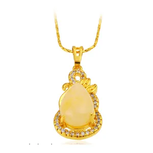 Xuping fashion gold plated 24K Natural big stone pendant necklace for women