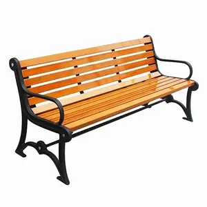 2018 wooden urban furniture Guangzhou cast iron garden bench/park bench