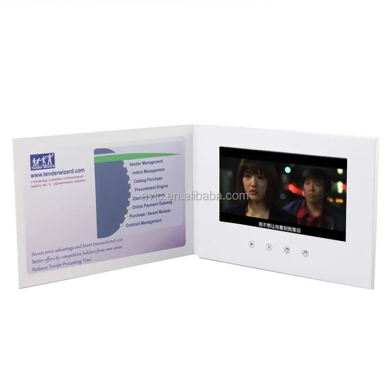 A4/A5 사용자 정의 크기 초대 카드 lcd usb 디지털 LCD 비디오 플레이어 브로셔