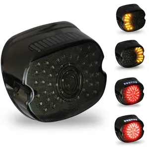 Ovovs lente de fumo com luz led, luz de freio e cauda, sinal de seta, para harley davidson