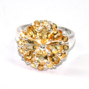 Prong Setting Yellow Topaz Gemstone Bague en argent sterling 925 Bijoux Bague à la mode pour anniversaire de mariage pour unisexe. - Product Image 1