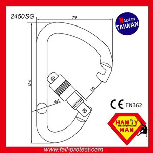 Mosquetón de triple bloqueo en forma de pera de acero resistente-CE EN362 - Product Image 4