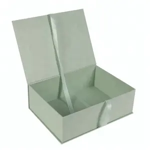 Aangepaste Magnetische Flap Boekvormige Gepersonaliseerde Gift Linnen Foto Trouwdoos Elegante Uitnodiging Verpakking Dozen