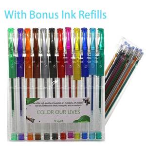 Personnalisé fantaisie multicolore 12 paillettes gel stylo packs avec pince en caoutchouc - Product Image 1